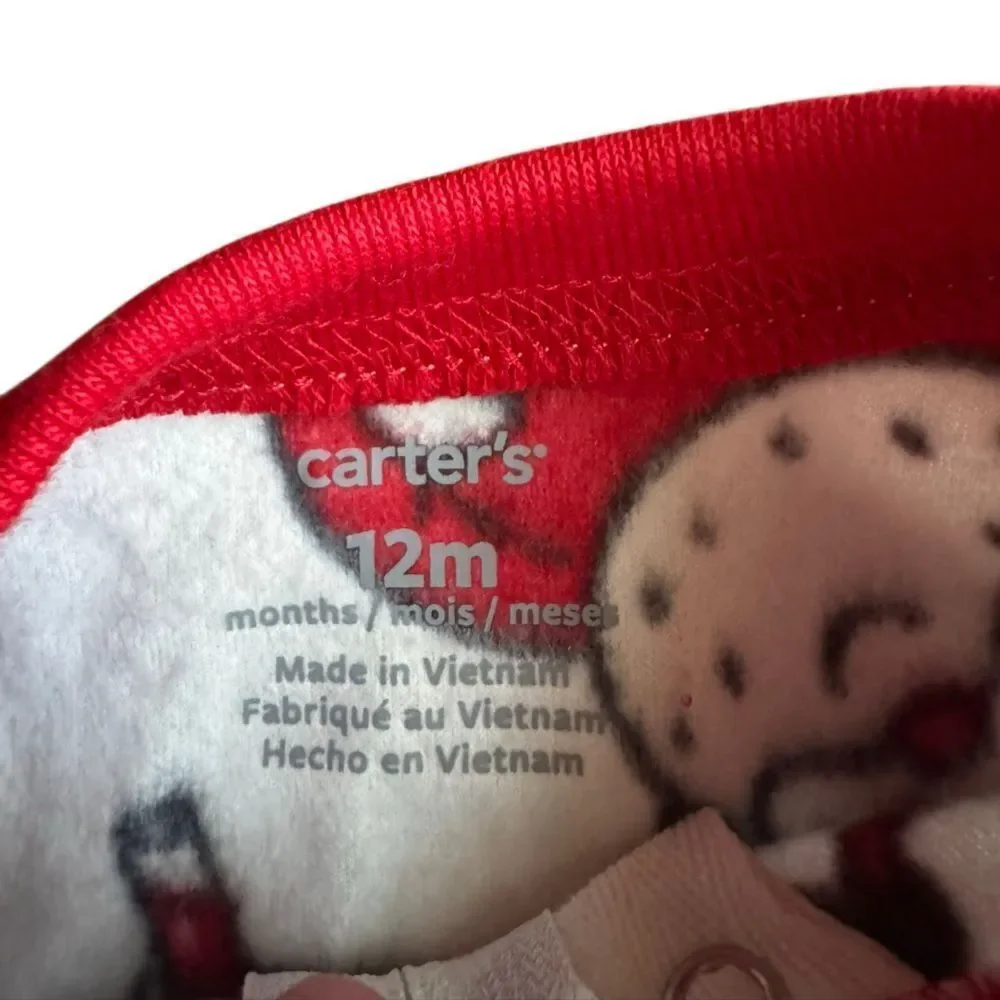 NWT Carter's Toddler Baby Santa Milk and Cookies Fleece Pajama Sleeper Size 12M